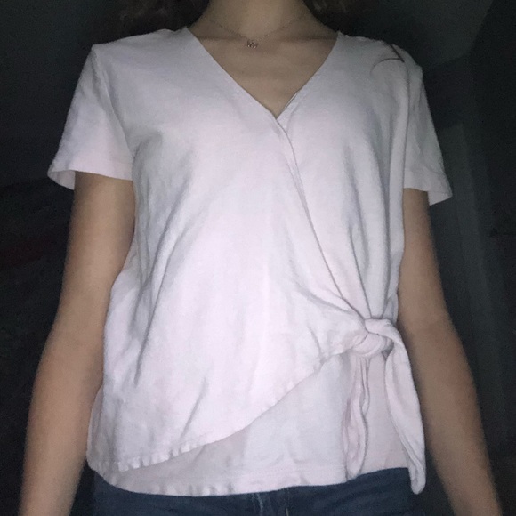 women’s baby pink wrap-front top - Picture 3 of 3